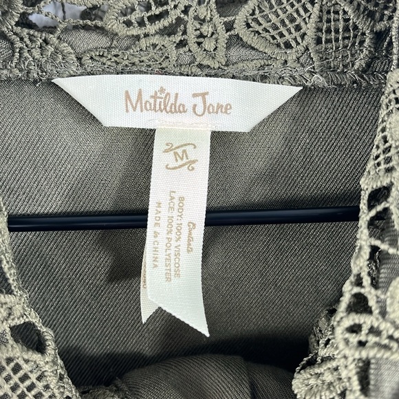 Matilda Jane Ambitious You Green Cape Vest Lace Button Up Floral Womens Size M - Picture 3 of 13